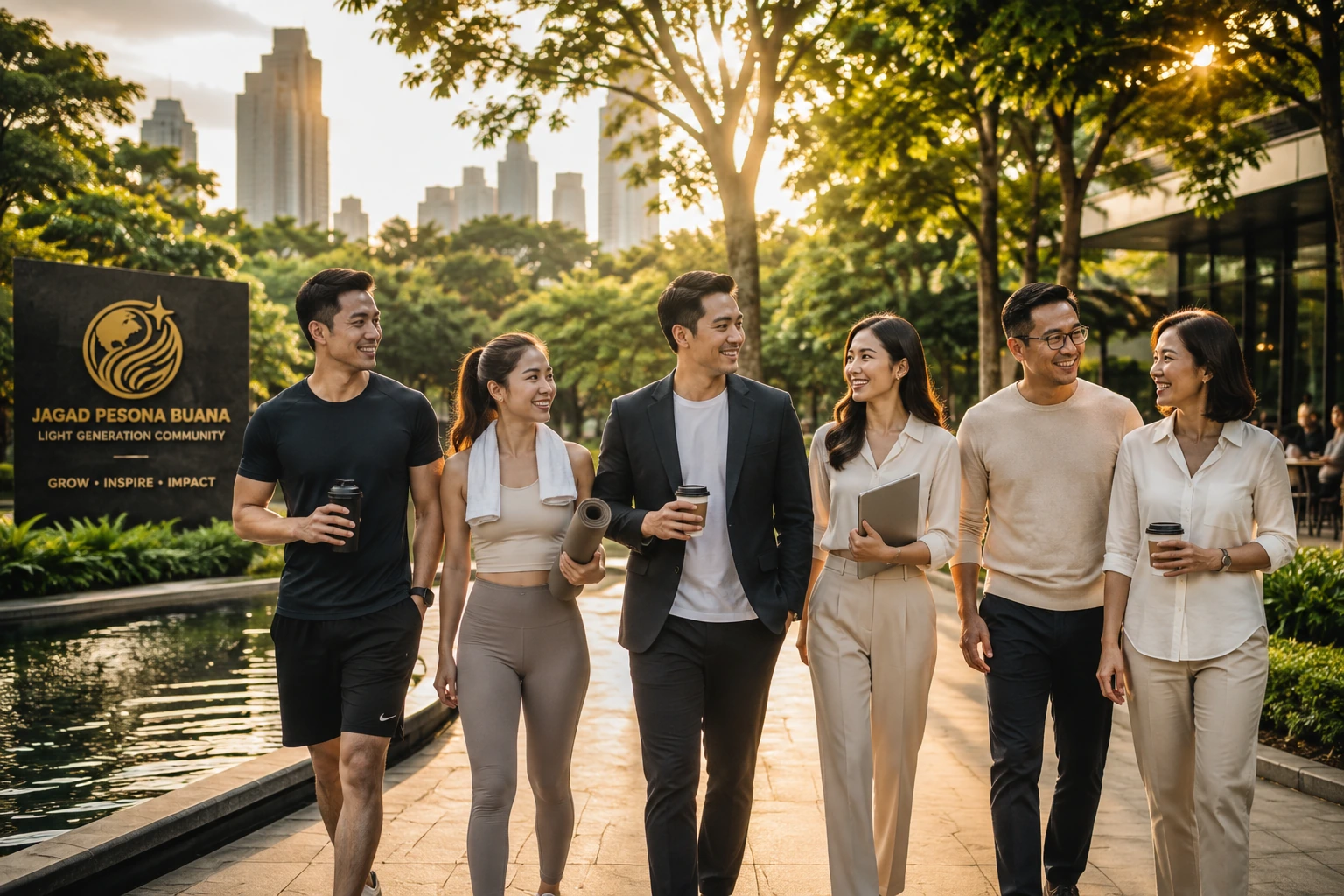 Komunitas Jagad Pesona Buana dan Light Generation Community berjalan bersama di taman kota